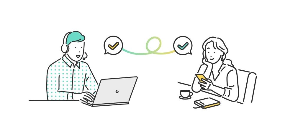 LINE公式アカウントのメリットである顧客との信頼関係の築きやすさを表しているイメージ(イラスト)